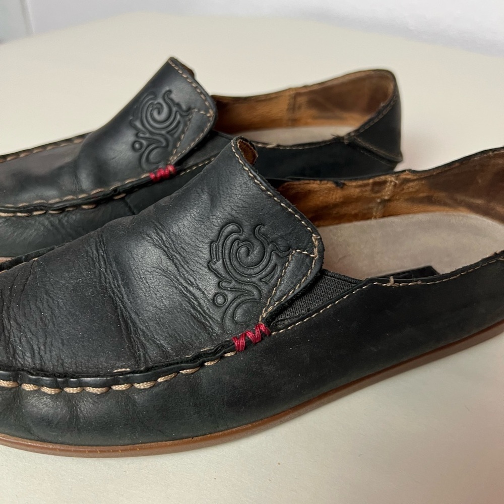 Olukai Nohea Nubuck Leather Slip On Loafer Black Size 6 - Picture 2 of 11